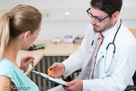Pregnant woman seeing doctor for checkup