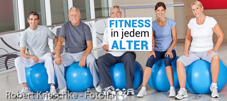 Werbebanner für Fitnesscenter mit Senioren