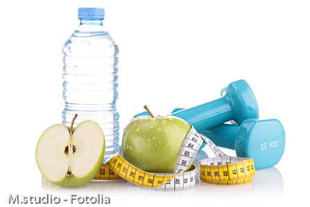dieting food and fitness equipment