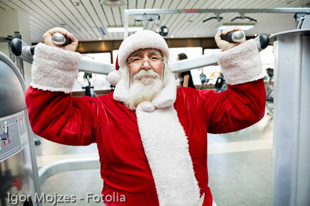 Santa Claus  doing exercise at gym