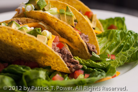 Trio of roast beef tacos