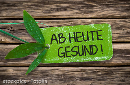Ab heute gesund! Plakette auf Holz