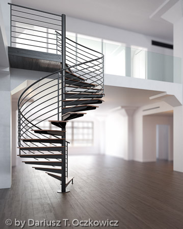Modern maisonette with spiral staircase