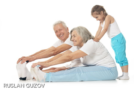 Senior couple exercising