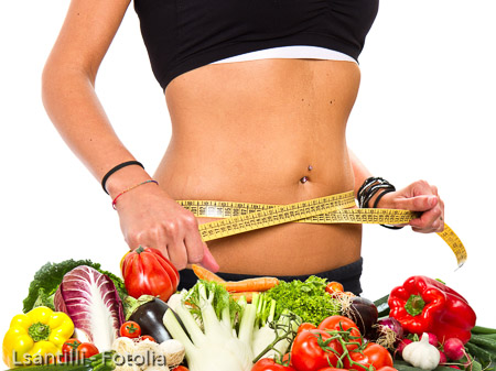 A slim girl measuring her waist