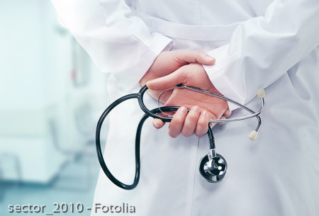 Doctor with stethoscope in a hospital