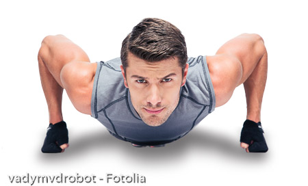Sports young man doing push ups
