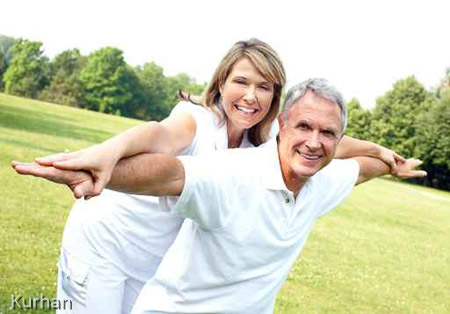 Happy elderly couple.